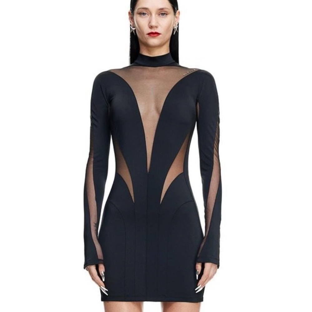 Mugler X H&M Mesh Panel Mini Dress w/Hanger | NWT - Sold Out Ltm edition collab